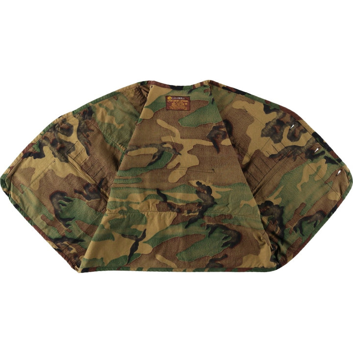 1970'S CALIBER Camouflage Pattern Woodland Camo Hunting Vest, Men's Size M (Equivalent), Vintage cotton Khaki type Vintage Second Hand