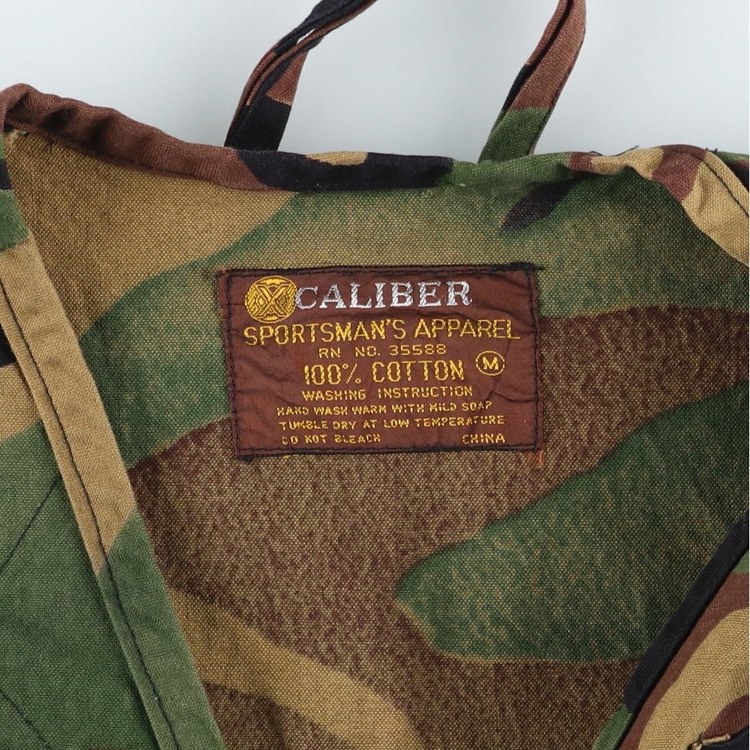1970'S CALIBER Camouflage Pattern Woodland Camo Hunting Vest, Men's Size M (Equivalent), Vintage cotton Khaki type Vintage Second Hand