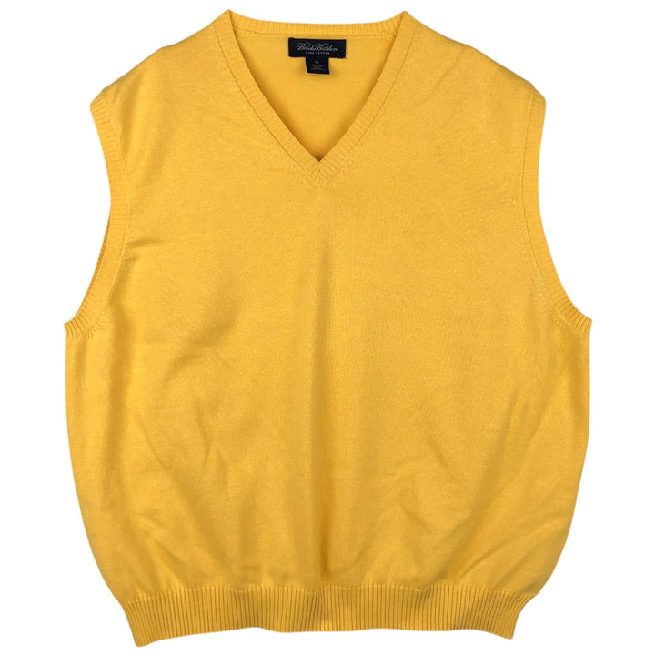 Brooks Brothers V-neck Pima cotton knit vest, men's size XL (approx.) Pima Cotton yellow type Vintage Second Hand