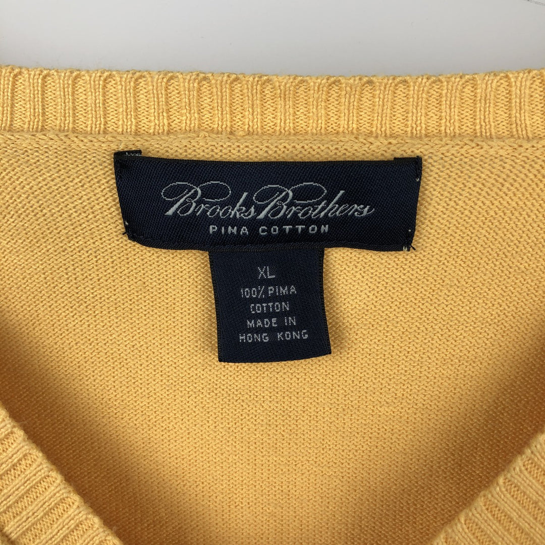 Brooks Brothers V-neck Pima cotton knit vest, men's size XL (approx.) Pima Cotton yellow type Vintage Second Hand