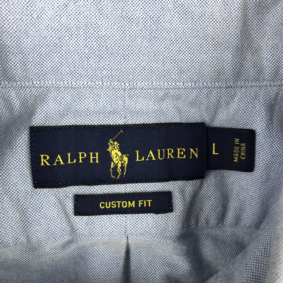 Ralph Lauren CUSTOM FIT long sleeve button down shirt, men's size L cotton Blue type light blue Vintage Second Hand
