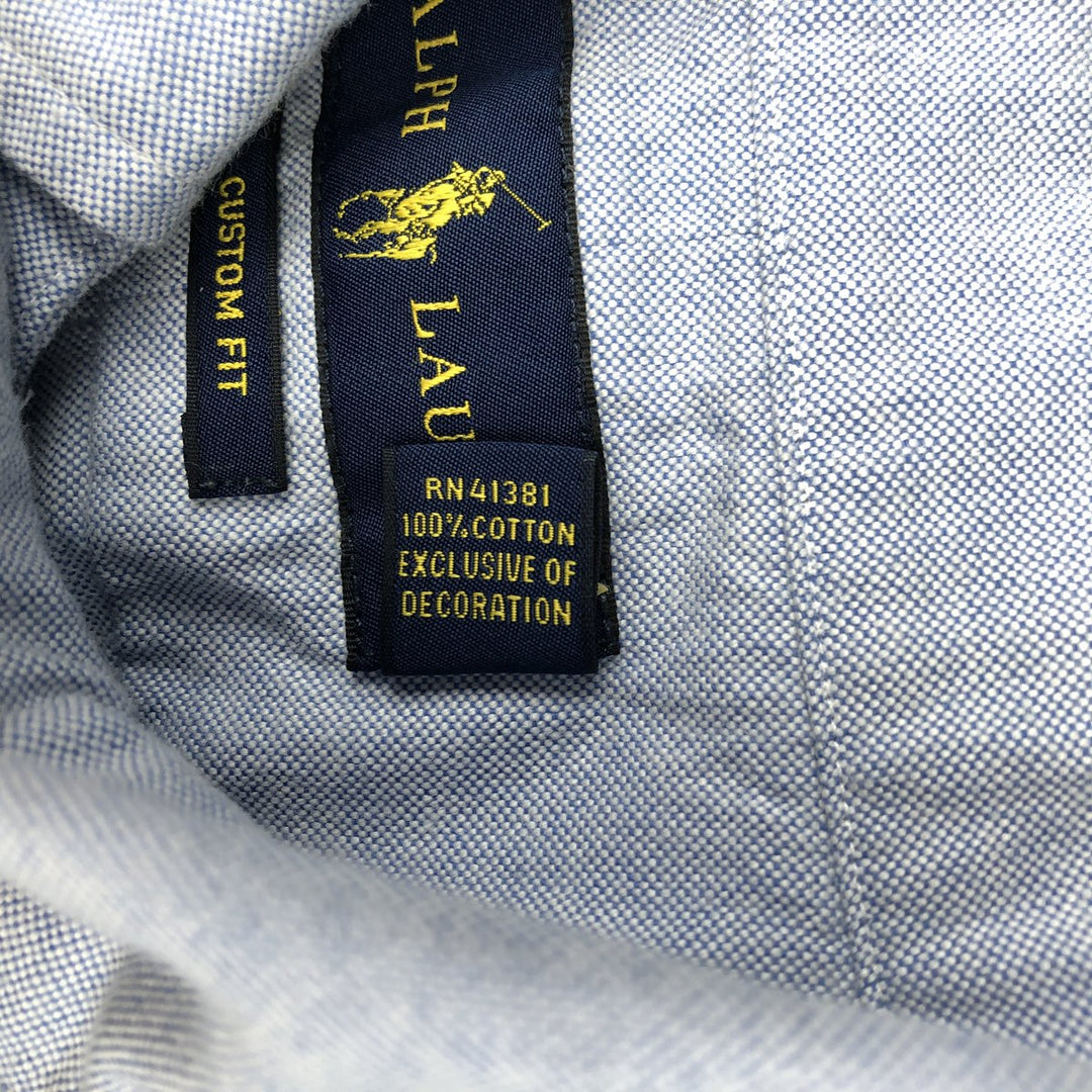 Ralph Lauren CUSTOM FIT long sleeve button down shirt, men's size L cotton Blue type light blue Vintage Second Hand
