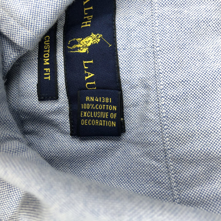 Ralph Lauren CUSTOM FIT long sleeve button down shirt, men's size L cotton Blue type light blue Vintage Second Hand