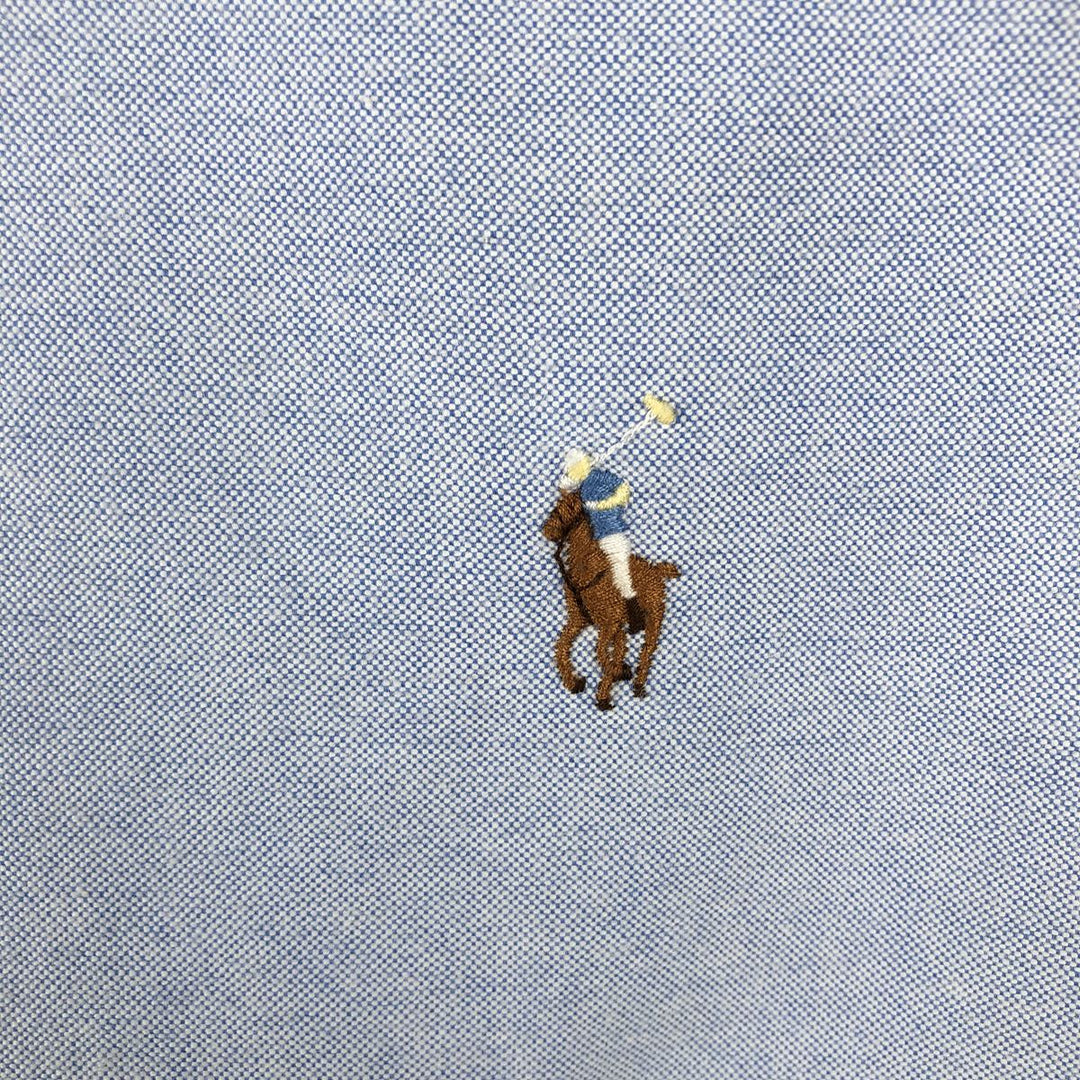 Ralph Lauren CUSTOM FIT long sleeve button down shirt, men's size L cotton Blue type light blue Vintage Second Hand