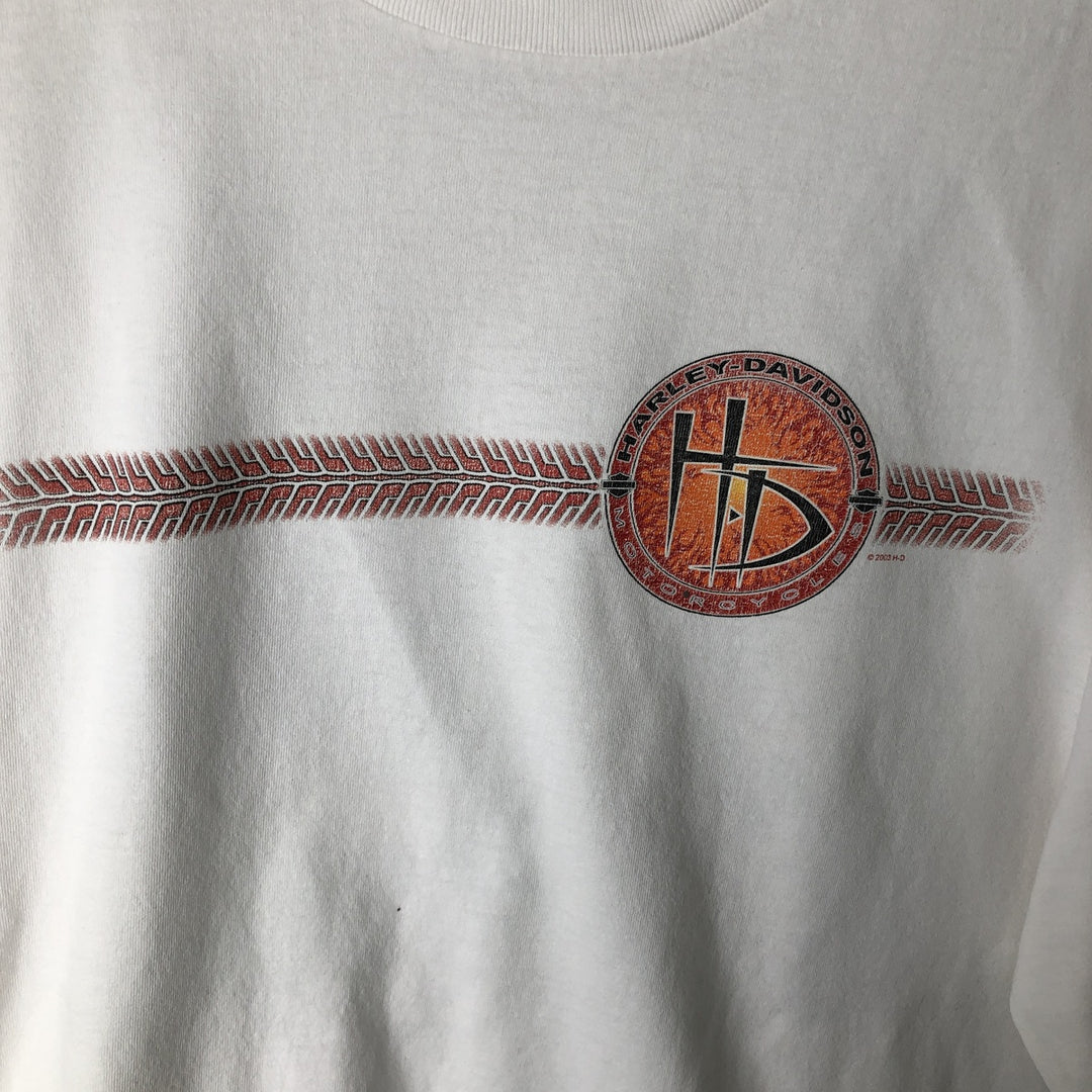 00'S Harley-Davidson Long Sleeve T-Shirt, Men's XL Size unclear white type Vintage Second Hand