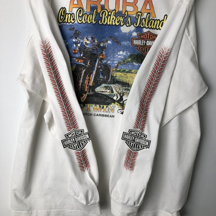 00'S Harley-Davidson Long Sleeve T-Shirt, Men's XL Size unclear white type Vintage Second Hand