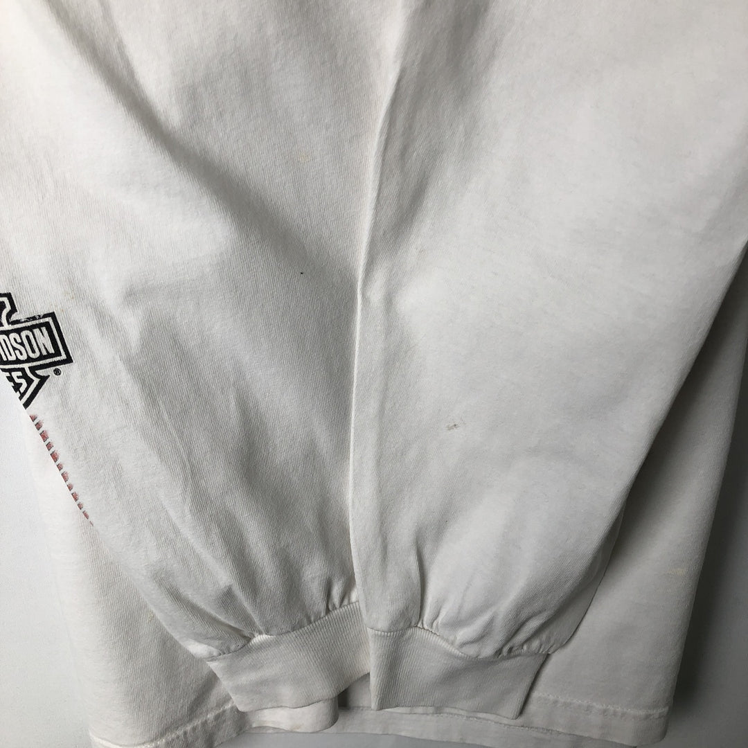 00'S Harley-Davidson Long Sleeve T-Shirt, Men's XL Size unclear white type Vintage Second Hand