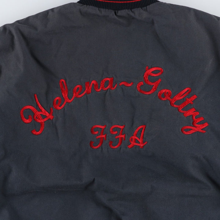70s-80'S DeLong Padded Nylon Stadium Jacket Award Jacket Varsity Jacket Men's Size L Vintage Nylon navy blue type Vintage Second Hand