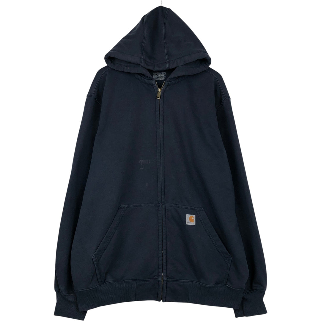 Carhartt Loose Fit Rain Defender Fade Full-Zip Sweatshirt (Men's Size XL) cotton navy blue type Vintage Second Hand