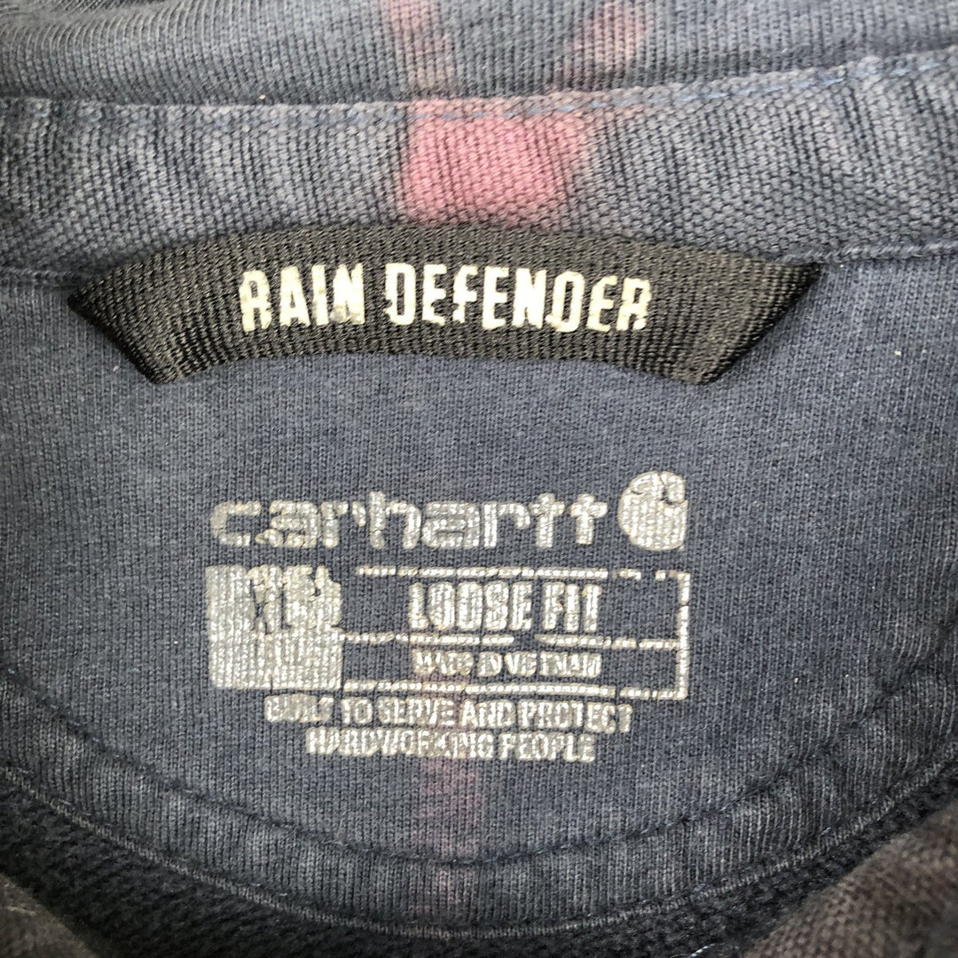 Carhartt Loose Fit Rain Defender Fade Full-Zip Sweatshirt (Men's Size XL) cotton navy blue type Vintage Second Hand
