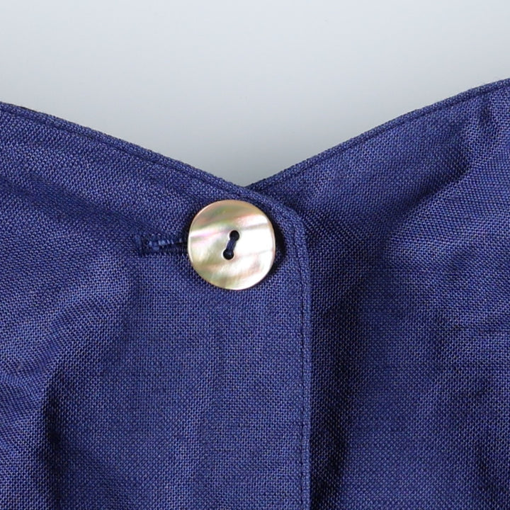 80'S Country Line Floral Cropped Off-Shoulder Three-Quarter Sleeve Blouse, Tyrolean Blouse, Women's Size M (Equivalent), Vintage Viscose Navy blue Vintage Second Hand