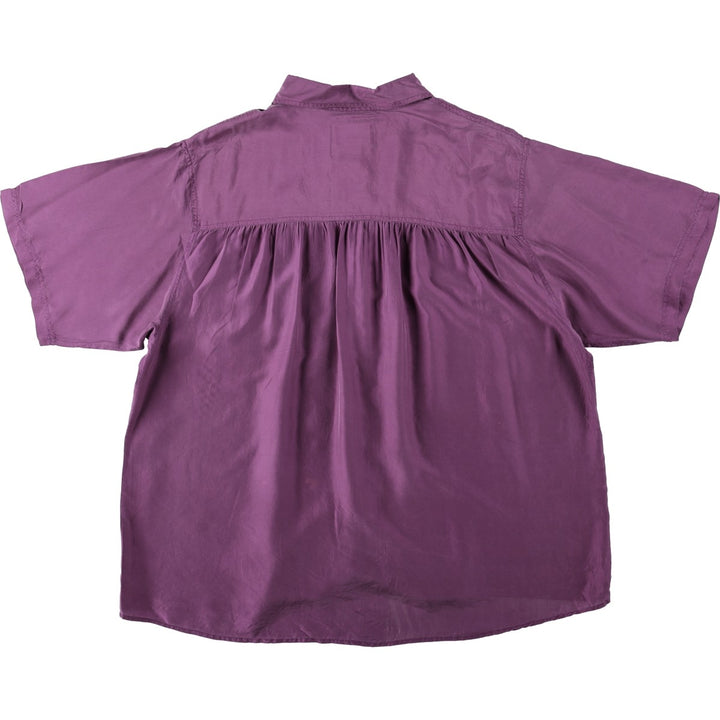 90'S Fitting Image Short-Sleeve Silk Shirt, Women's Size XL (Equivalent), Vintage silk purple type Vintage Second Hand