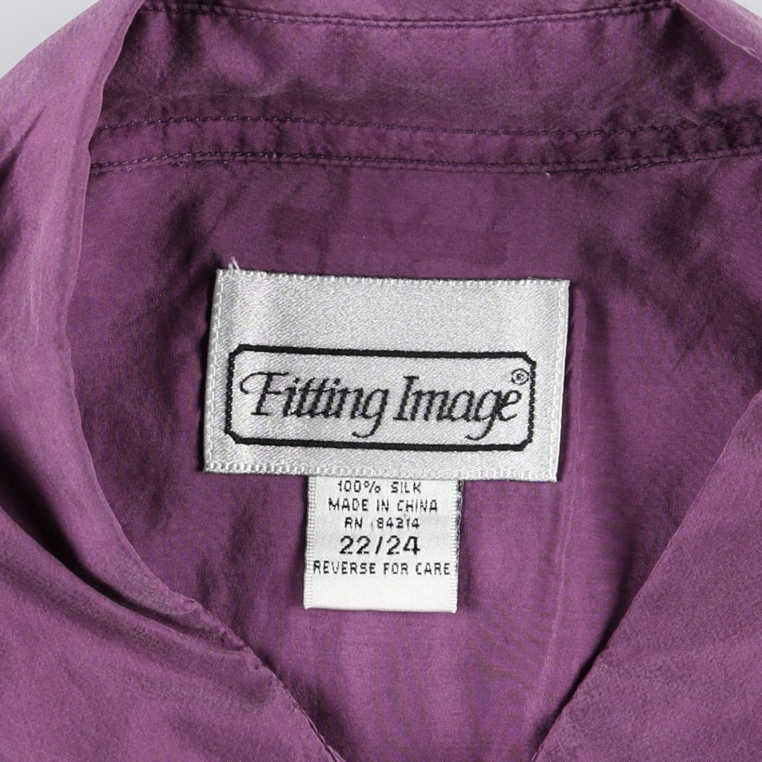 90'S Fitting Image Short-Sleeve Silk Shirt, Women's Size XL (Equivalent), Vintage silk purple type Vintage Second Hand