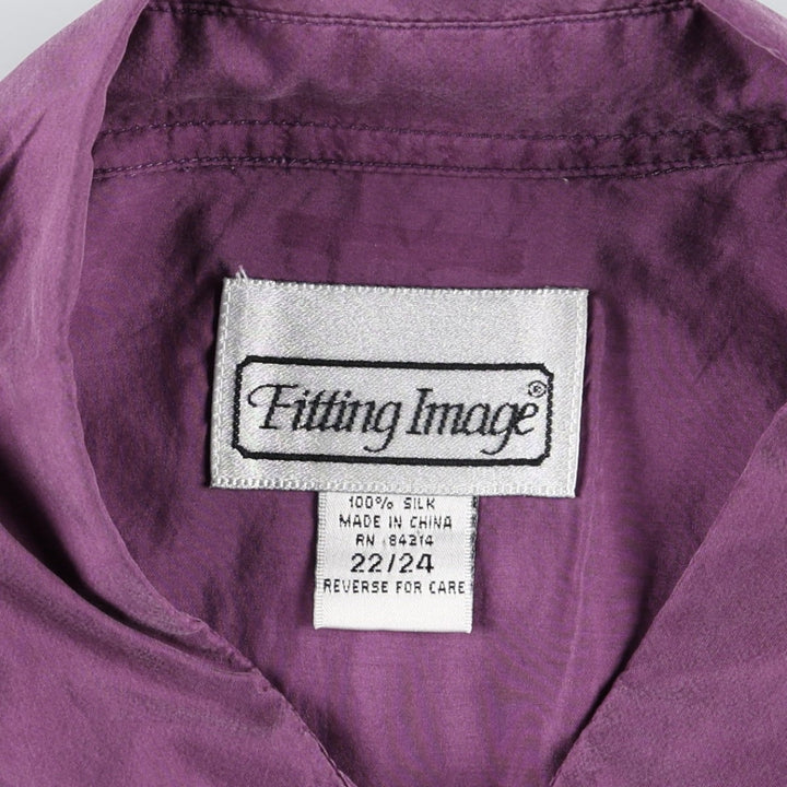 90'S Fitting Image Short-Sleeve Silk Shirt, Women's Size XL (Equivalent), Vintage silk purple type Vintage Second Hand
