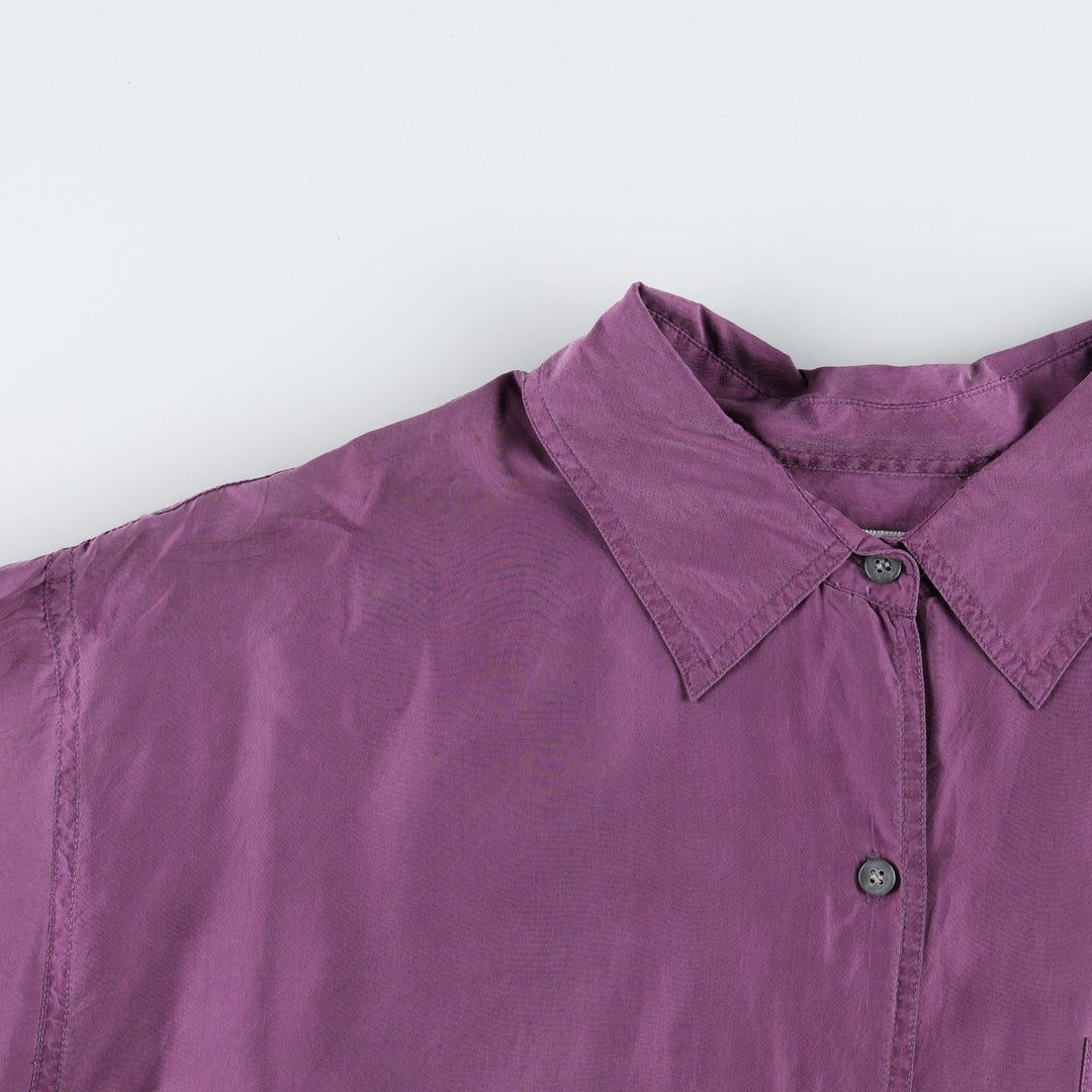 90'S Fitting Image Short-Sleeve Silk Shirt, Women's Size XL (Equivalent), Vintage silk purple type Vintage Second Hand