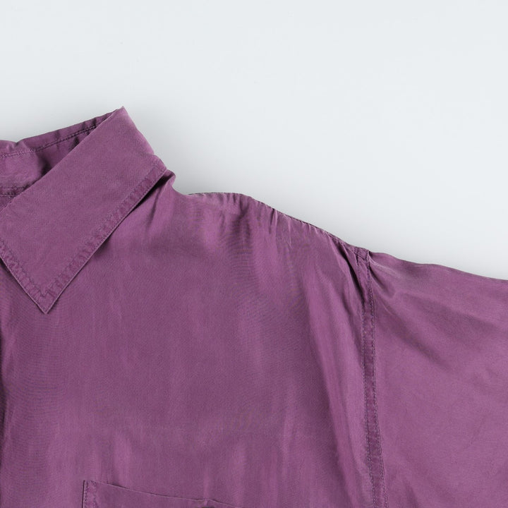 90'S Fitting Image Short-Sleeve Silk Shirt, Women's Size XL (Equivalent), Vintage silk purple type Vintage Second Hand