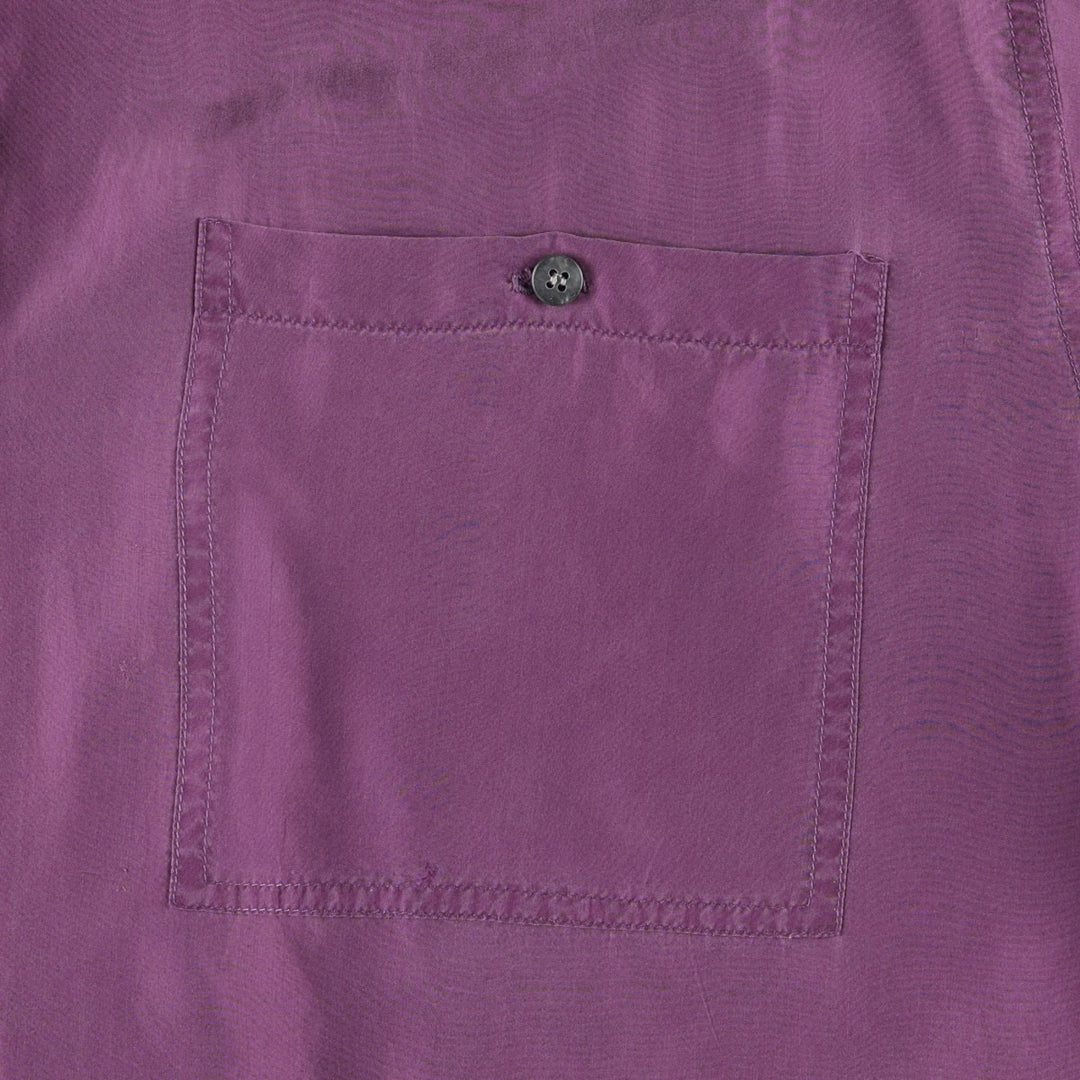 90'S Fitting Image Short-Sleeve Silk Shirt, Women's Size XL (Equivalent), Vintage silk purple type Vintage Second Hand