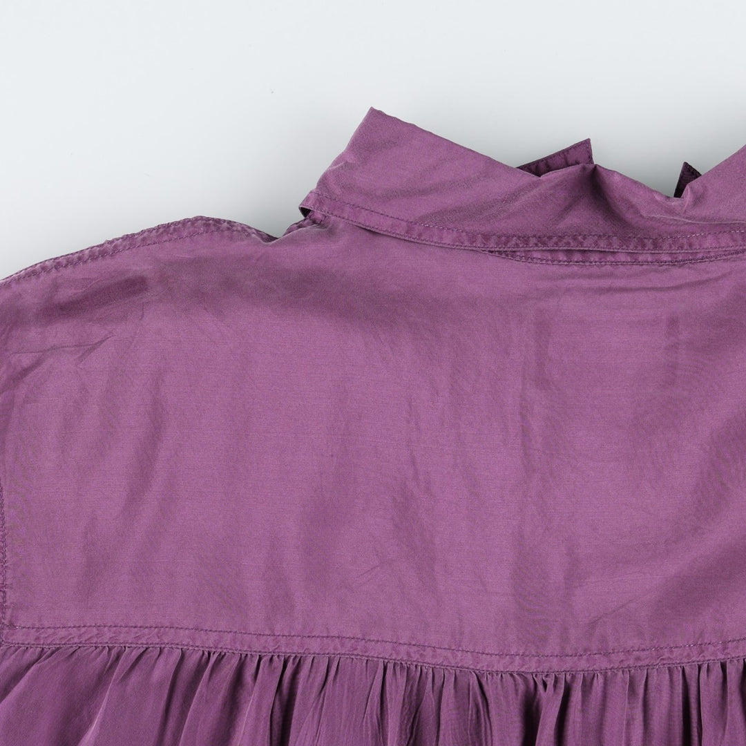 90'S Fitting Image Short-Sleeve Silk Shirt, Women's Size XL (Equivalent), Vintage silk purple type Vintage Second Hand