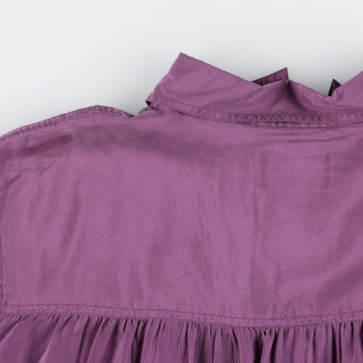 90'S Fitting Image Short-Sleeve Silk Shirt, Women's Size XL (Equivalent), Vintage silk purple type Vintage Second Hand