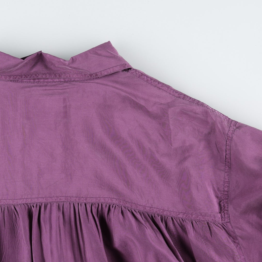 90'S Fitting Image Short-Sleeve Silk Shirt, Women's Size XL (Equivalent), Vintage silk purple type Vintage Second Hand