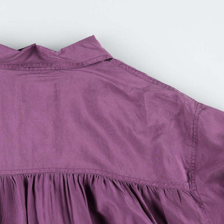 90'S Fitting Image Short-Sleeve Silk Shirt, Women's Size XL (Equivalent), Vintage silk purple type Vintage Second Hand