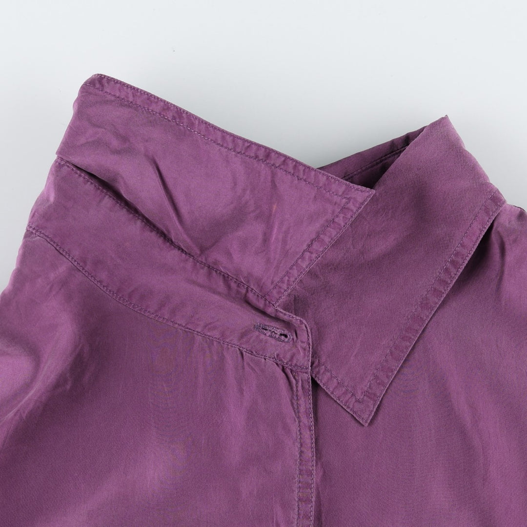 90'S Fitting Image Short-Sleeve Silk Shirt, Women's Size XL (Equivalent), Vintage silk purple type Vintage Second Hand