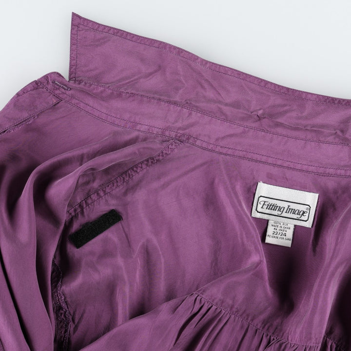 90'S Fitting Image Short-Sleeve Silk Shirt, Women's Size XL (Equivalent), Vintage silk purple type Vintage Second Hand