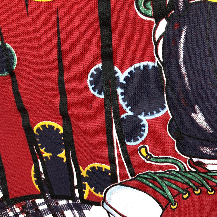 90'S Disney Mickey Mouse character sweatshirt, sweatshirt, made in USA, men's XL size, vintage cotton red type Vintage Second Hand