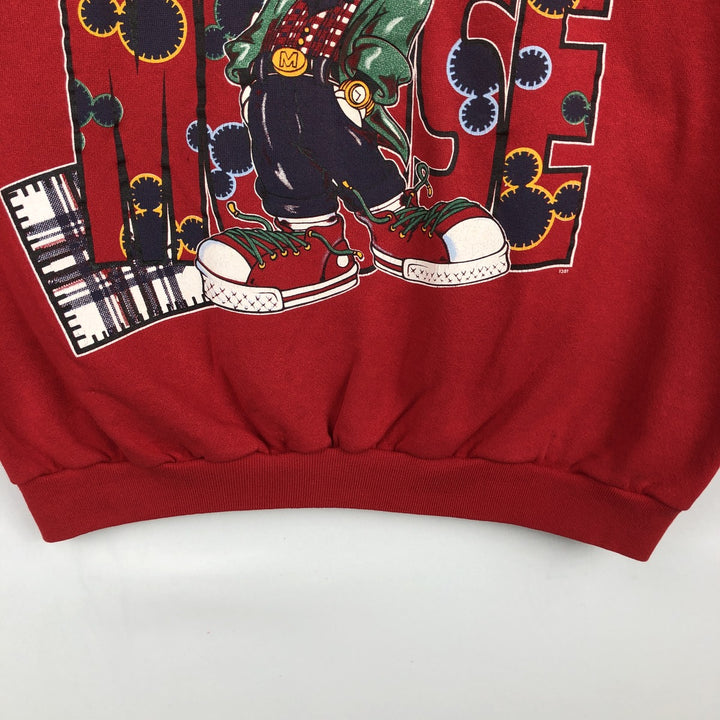 90'S Disney Mickey Mouse character sweatshirt, sweatshirt, made in USA, men's XL size, vintage cotton red type Vintage Second Hand