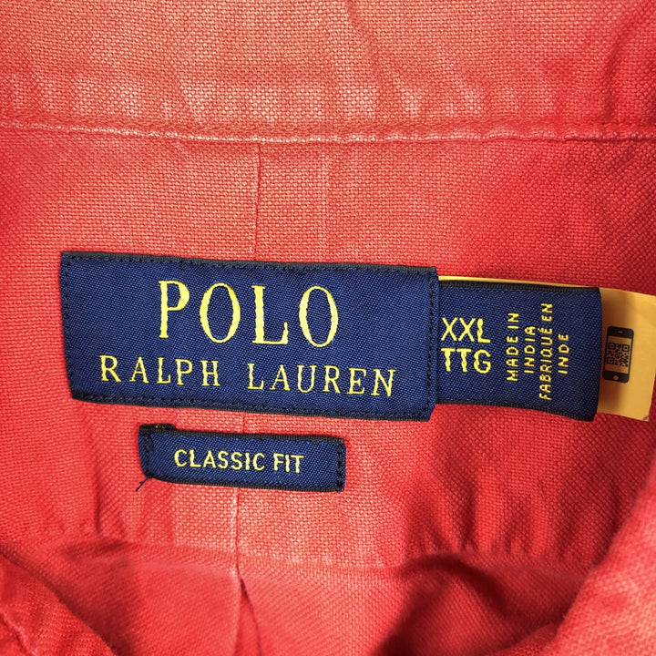 Ralph Lauren POLO RALPH LAUREN CLASSIC FIT Short-Sleeve Button-Down Shirt, Men's Size XXL (approx.) cotton red type Vintage Second Hand