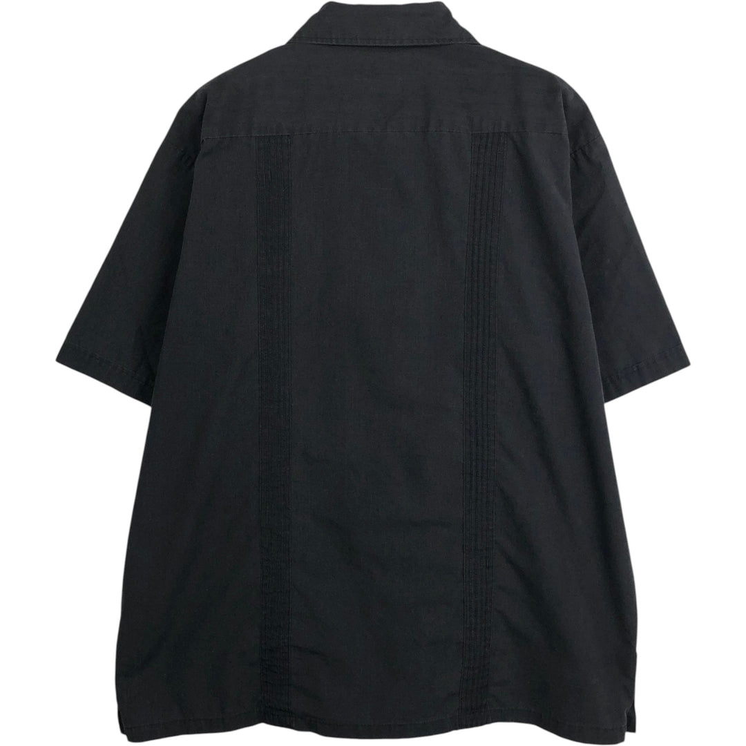 OSCAR MISA Short-Sleeve Mexican Shirt, Cuban Shirt, Boxy Shirt, Men's Size XL (approx.) polyester black type Vintage Second Hand