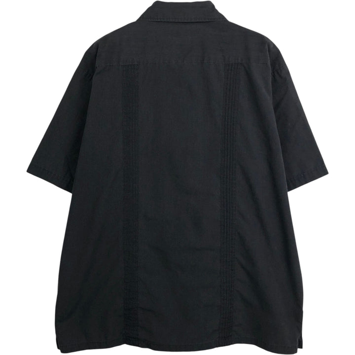 OSCAR MISA Short-Sleeve Mexican Shirt, Cuban Shirt, Boxy Shirt, Men's Size XL (approx.) polyester black type Vintage Second Hand