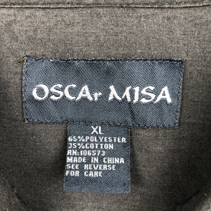 OSCAR MISA Short-Sleeve Mexican Shirt, Cuban Shirt, Boxy Shirt, Men's Size XL (approx.) polyester black type Vintage Second Hand