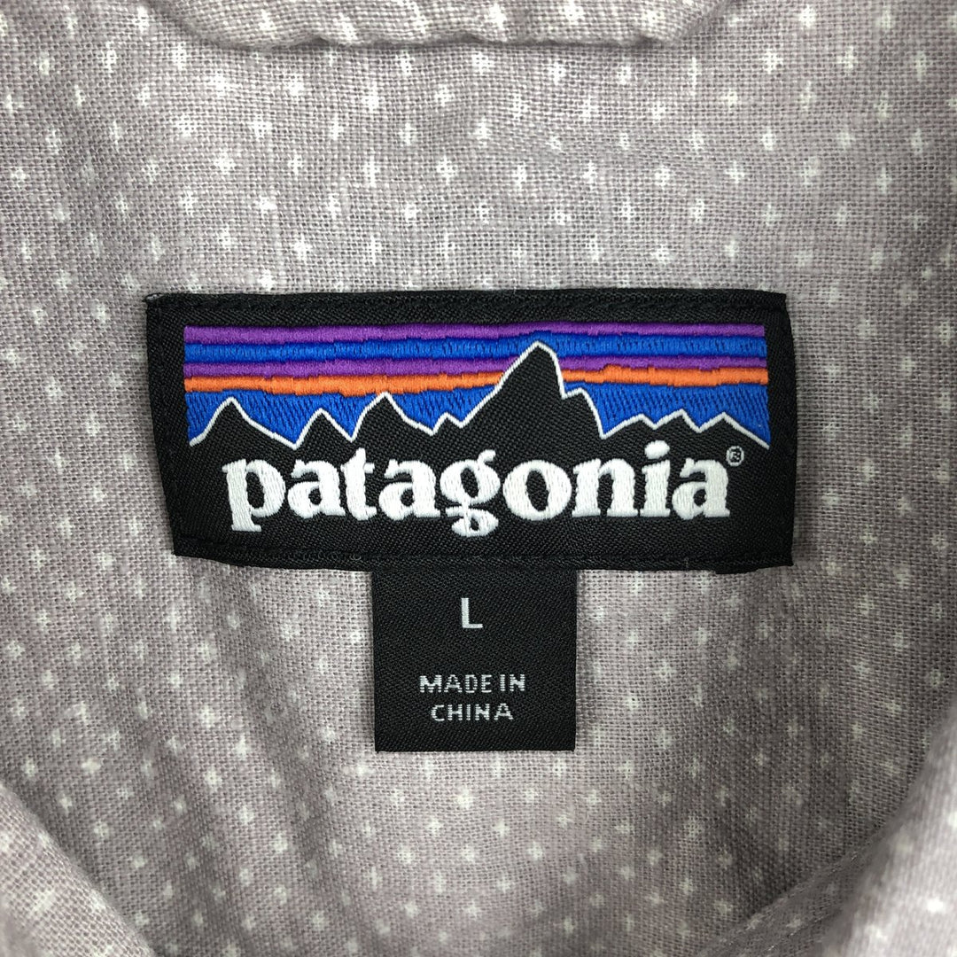 Patagonia Backstep Shirt 53139SP16 Dot Pattern Short Sleeve Hemp Shirt Box Shirt Men's Size L Hemp gray type Vintage Second Hand