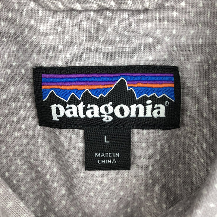 Patagonia Backstep Shirt 53139SP16 Dot Pattern Short Sleeve Hemp Shirt Box Shirt Men's Size L Hemp gray type Vintage Second Hand