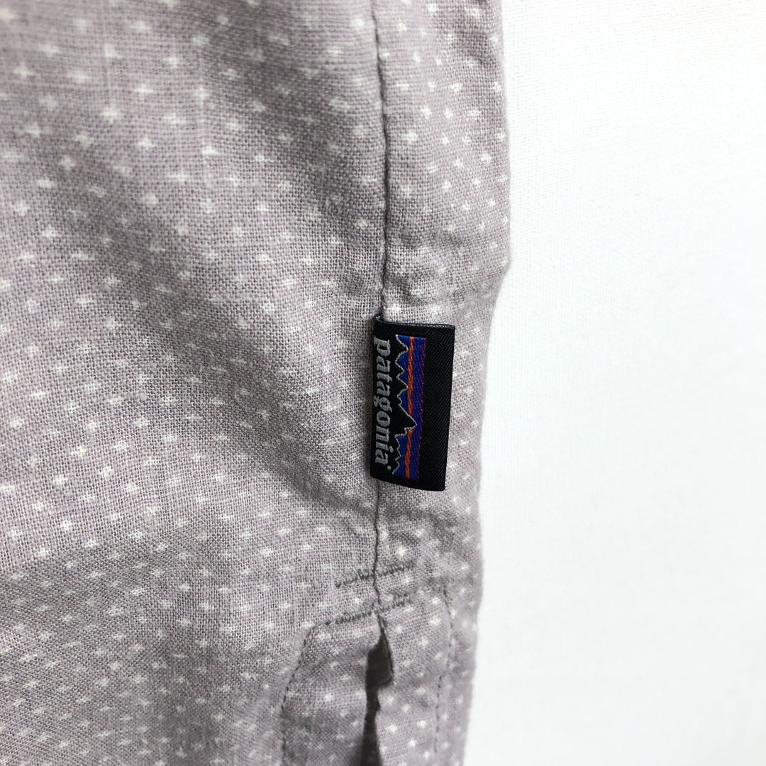 Patagonia Backstep Shirt 53139SP16 Dot Pattern Short Sleeve Hemp Shirt Box Shirt Men's Size L Hemp gray type Vintage Second Hand
