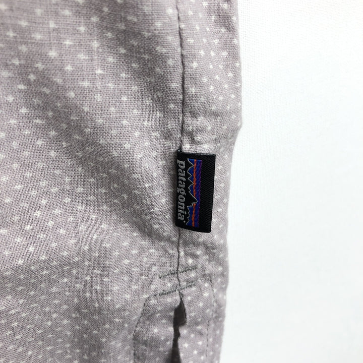 Patagonia Backstep Shirt 53139SP16 Dot Pattern Short Sleeve Hemp Shirt Box Shirt Men's Size L Hemp gray type Vintage Second Hand