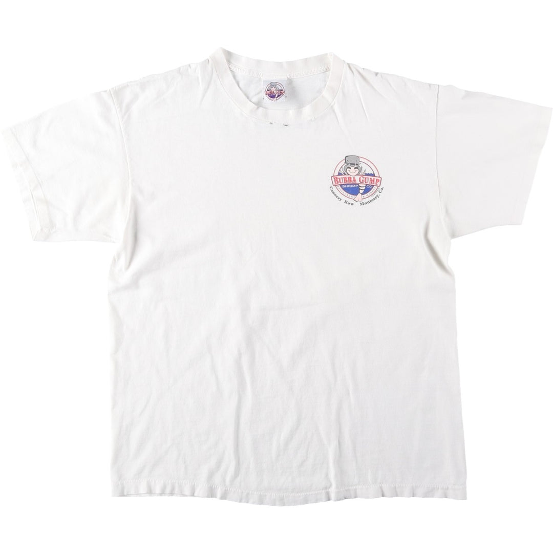 90'S BUBBA GUMP SHRIMP Advertising T-shirt, Men's L size, Vintage unclear white type Vintage Second Hand