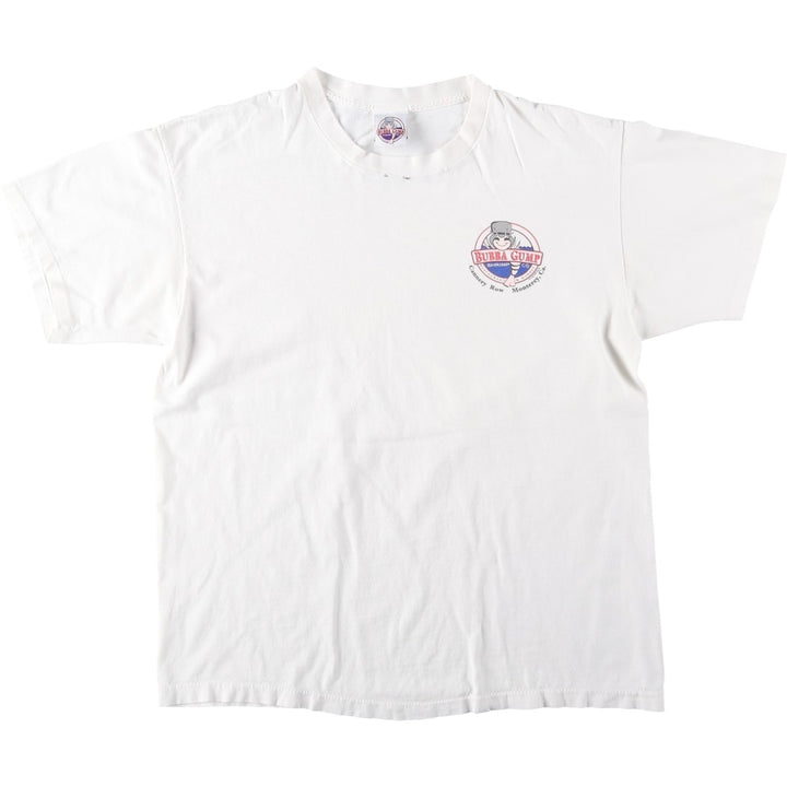 90'S BUBBA GUMP SHRIMP Advertising T-shirt, Men's L size, Vintage unclear white type Vintage Second Hand