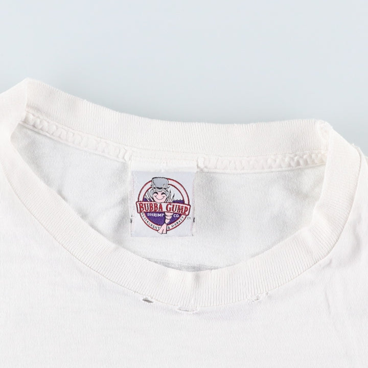 90'S BUBBA GUMP SHRIMP Advertising T-shirt, Men's L size, Vintage unclear white type Vintage Second Hand