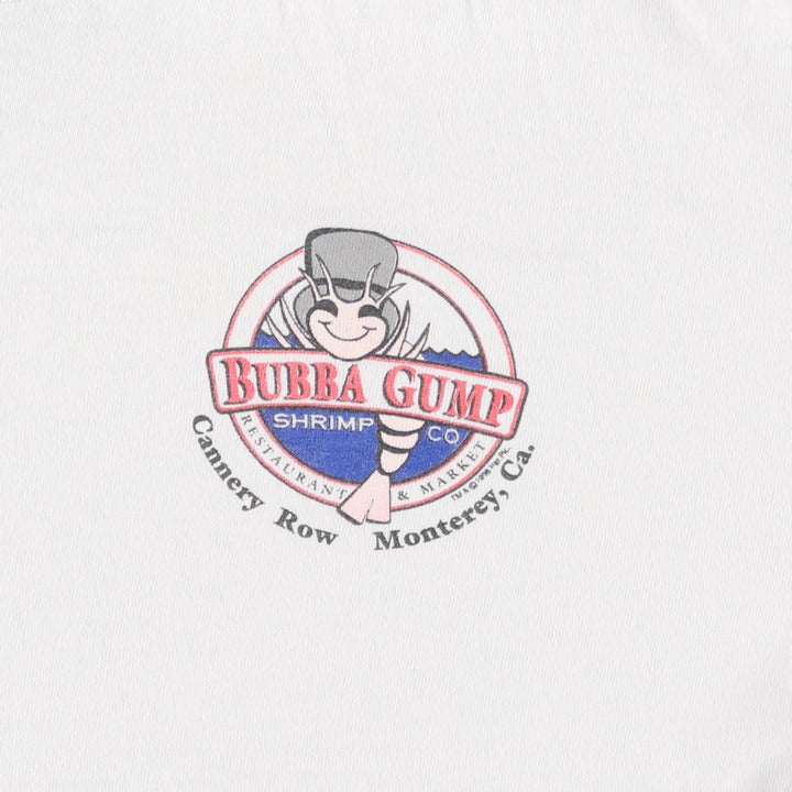 90'S BUBBA GUMP SHRIMP Advertising T-shirt, Men's L size, Vintage unclear white type Vintage Second Hand