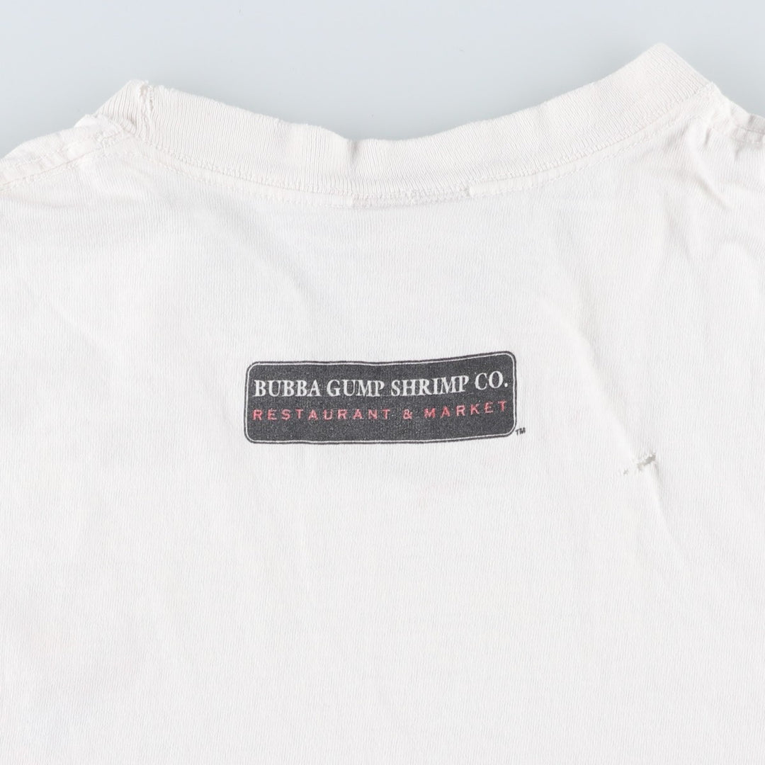 90'S BUBBA GUMP SHRIMP Advertising T-shirt, Men's L size, Vintage unclear white type Vintage Second Hand
