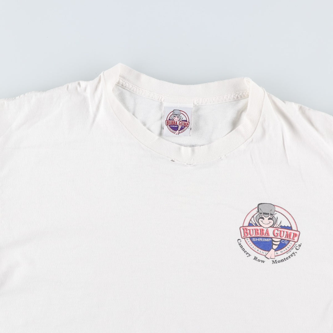 90'S BUBBA GUMP SHRIMP Advertising T-shirt, Men's L size, Vintage unclear white type Vintage Second Hand