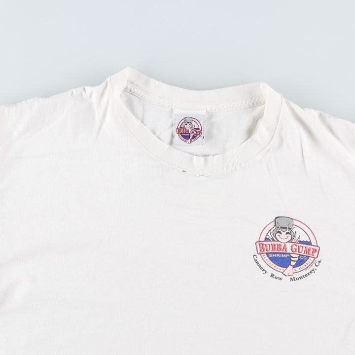 90'S BUBBA GUMP SHRIMP Advertising T-shirt, Men's L size, Vintage unclear white type Vintage Second Hand