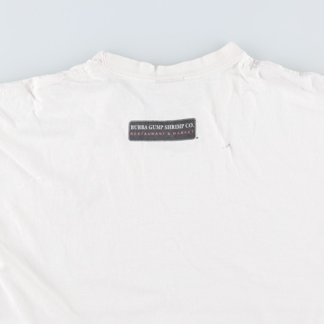 90'S BUBBA GUMP SHRIMP Advertising T-shirt, Men's L size, Vintage unclear white type Vintage Second Hand