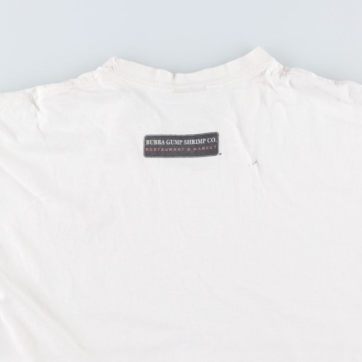 90'S BUBBA GUMP SHRIMP Advertising T-shirt, Men's L size, Vintage unclear white type Vintage Second Hand