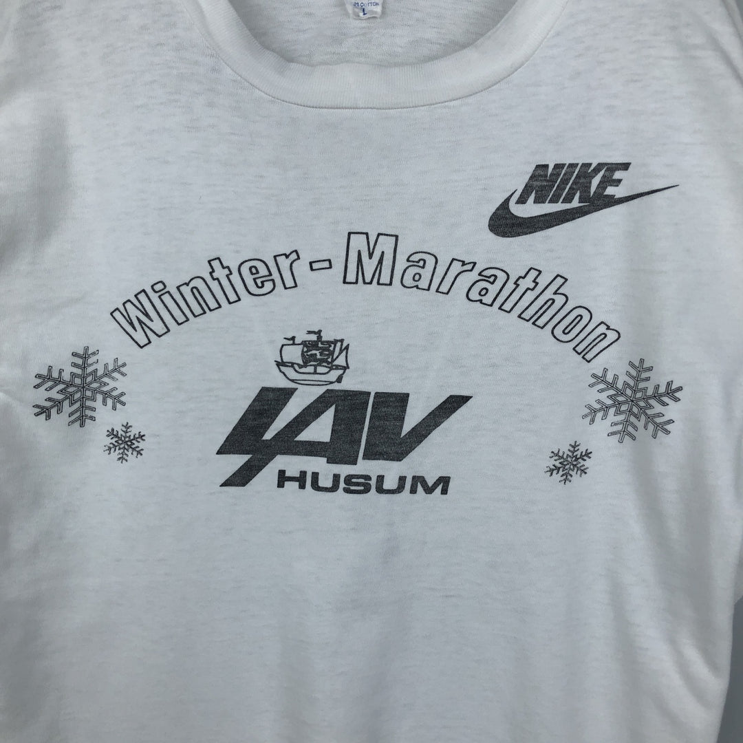 ~90'S Nike sports print t-shirt, made in West Germany, men's size L equivalent, vintage. cotton white type Vintage Second Hand
