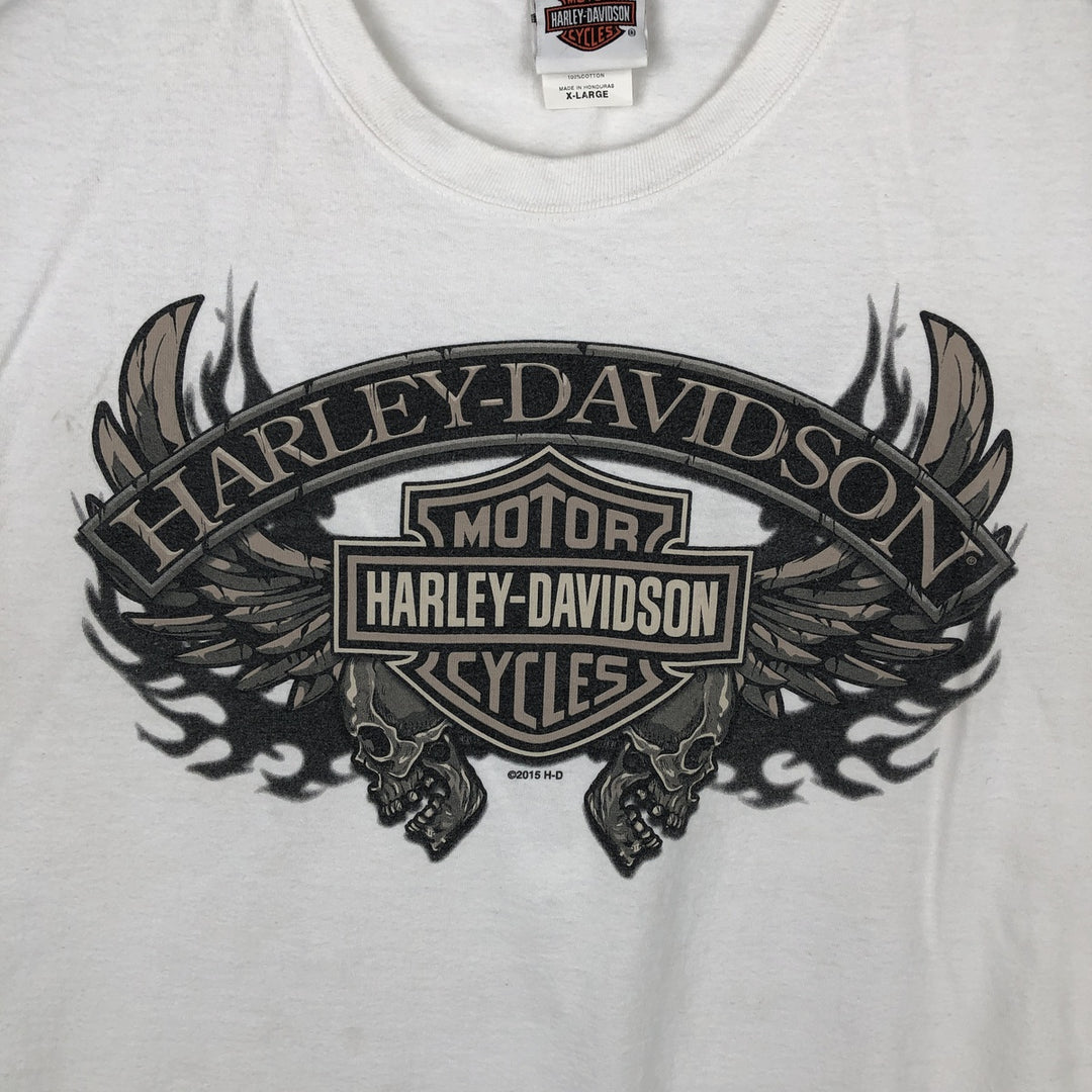 Harley-Davidson Skull Pattern Sleeveless Motorcycle T-Shirt, Men's Size XL (approx.) cotton white type Vintage Second Hand