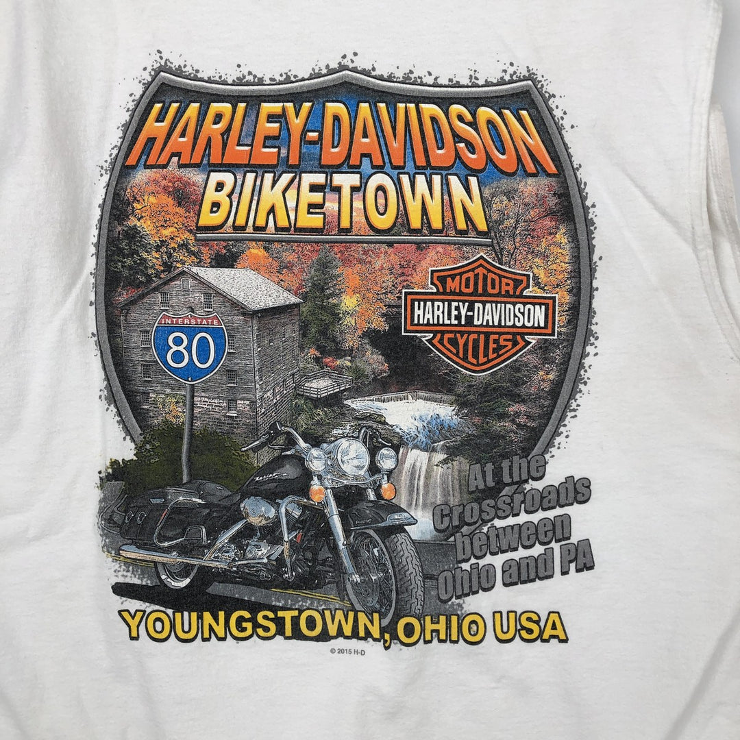 Harley-Davidson Skull Pattern Sleeveless Motorcycle T-Shirt, Men's Size XL (approx.) cotton white type Vintage Second Hand