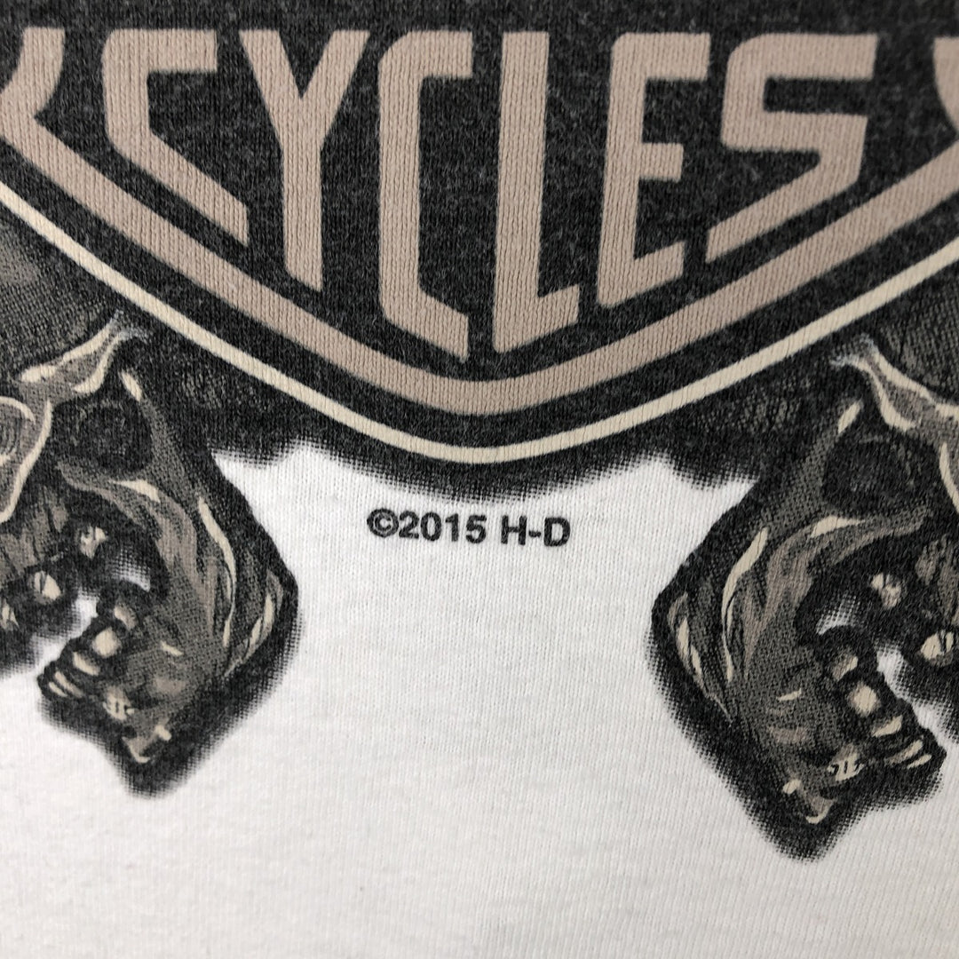 Harley-Davidson Skull Pattern Sleeveless Motorcycle T-Shirt, Men's Size XL (approx.) cotton white type Vintage Second Hand